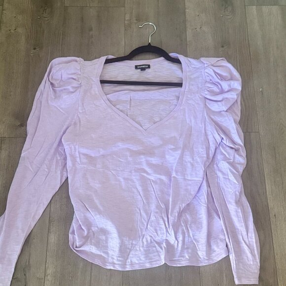 Express Tops - Express Lavender Puff Sleeve V-Neck Top – Size XL